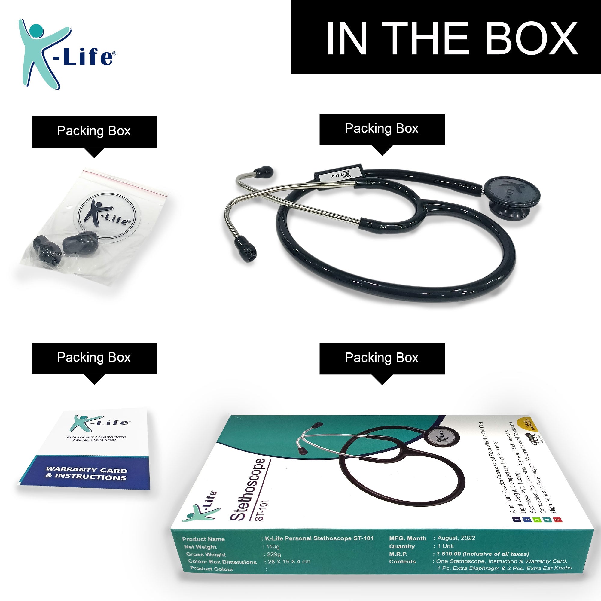 K-life ST-101 Professional Single head Chest Piece for medical students nurses doctors Acoustic Stethoscope