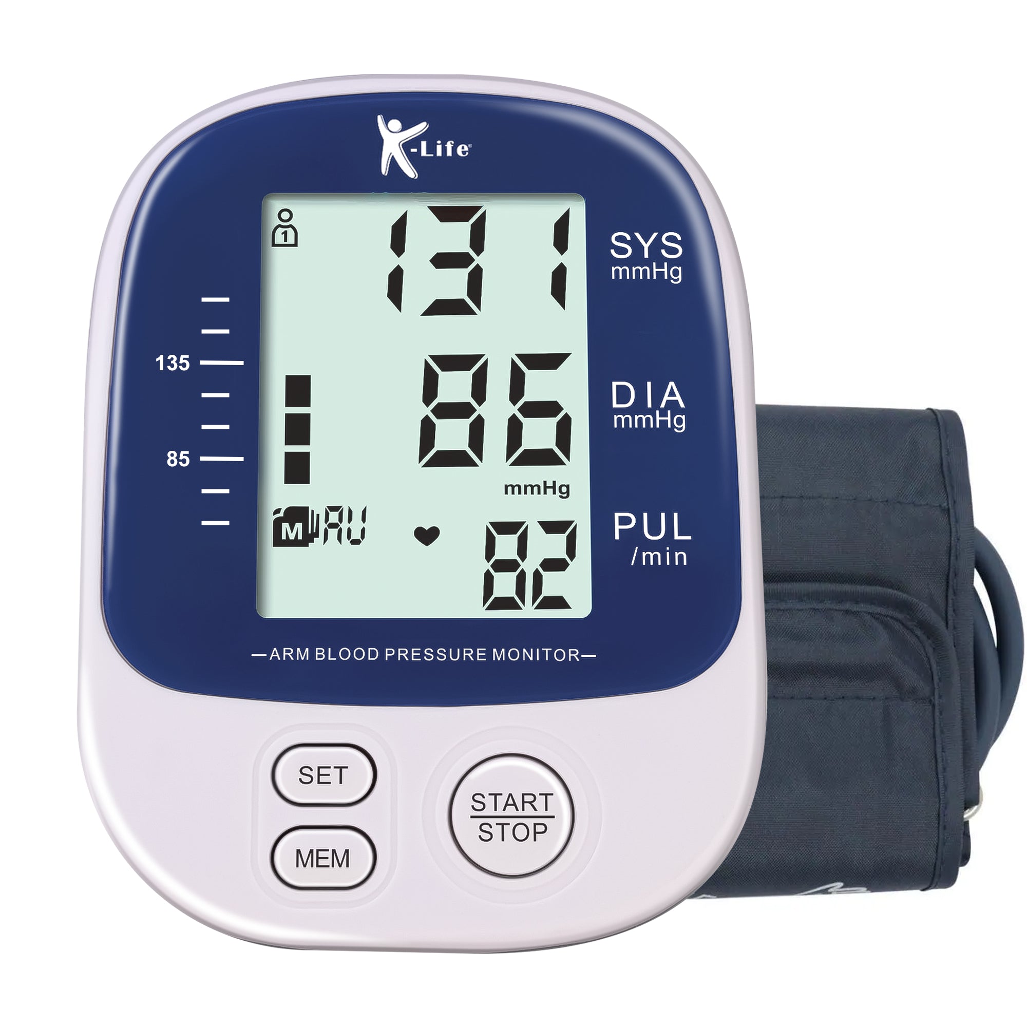 K-life  BP-109 Blood Pressure Monitor | Digital BP check machine for home | Large, backlit LCD Display & One Touch Operation | Free Travel Pouch | With USB cable & AAA battery | Memory 99 sets for 2 users