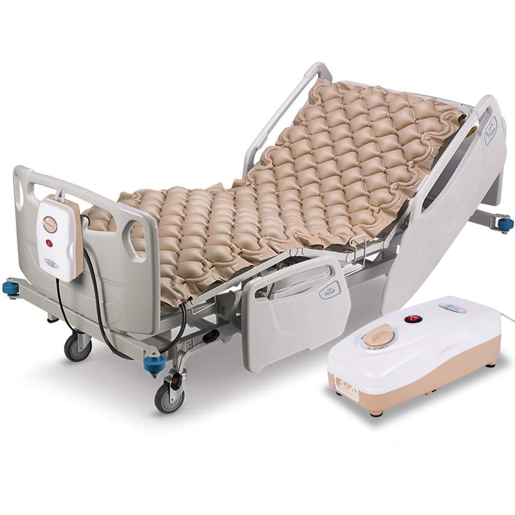 K-life AM-103 Portable Anti Decubitus Air Bed Adjustable Pump System Medical Grade PVC Bubble Mattress for Prevention of Bed Sores Patients