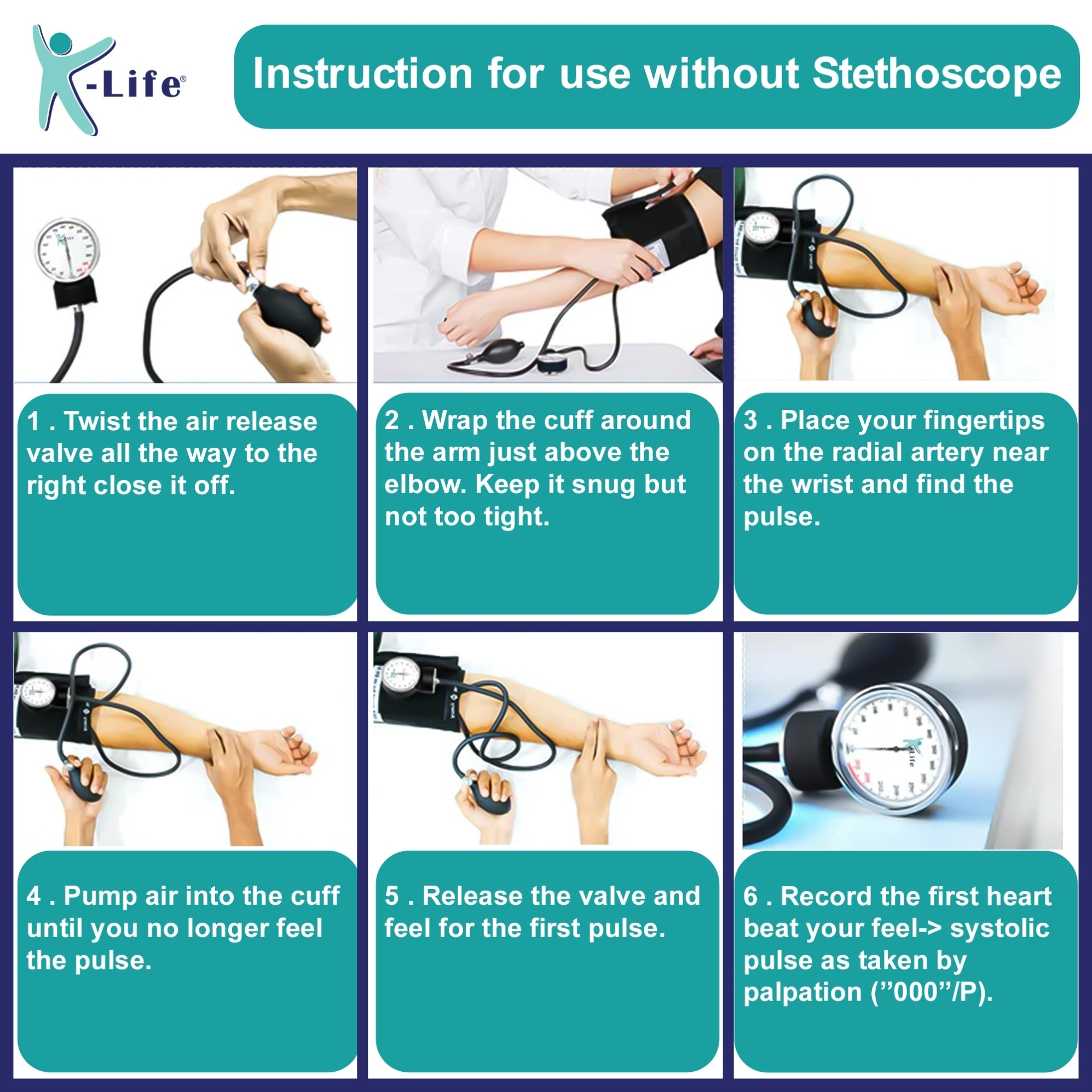 K-life Aneroid Manual Sphygmomanometer & Pressure Gauge Blood Pressure Machine Bp Monitor (Black)