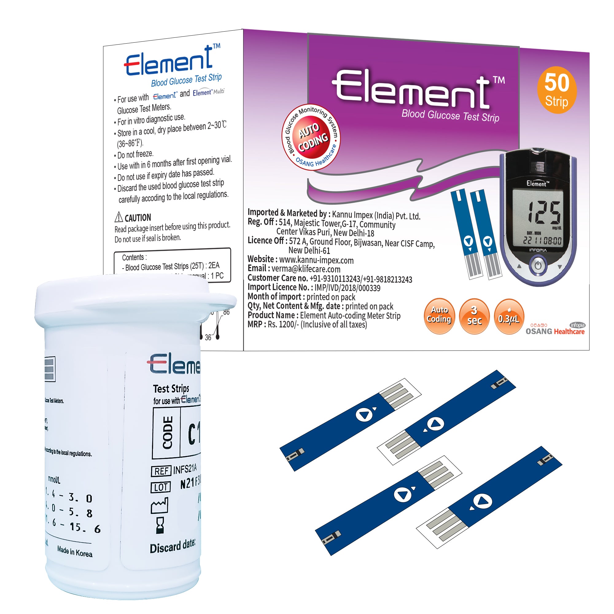 K-life Element Blood Glucose Sugar Testing 50 Strips