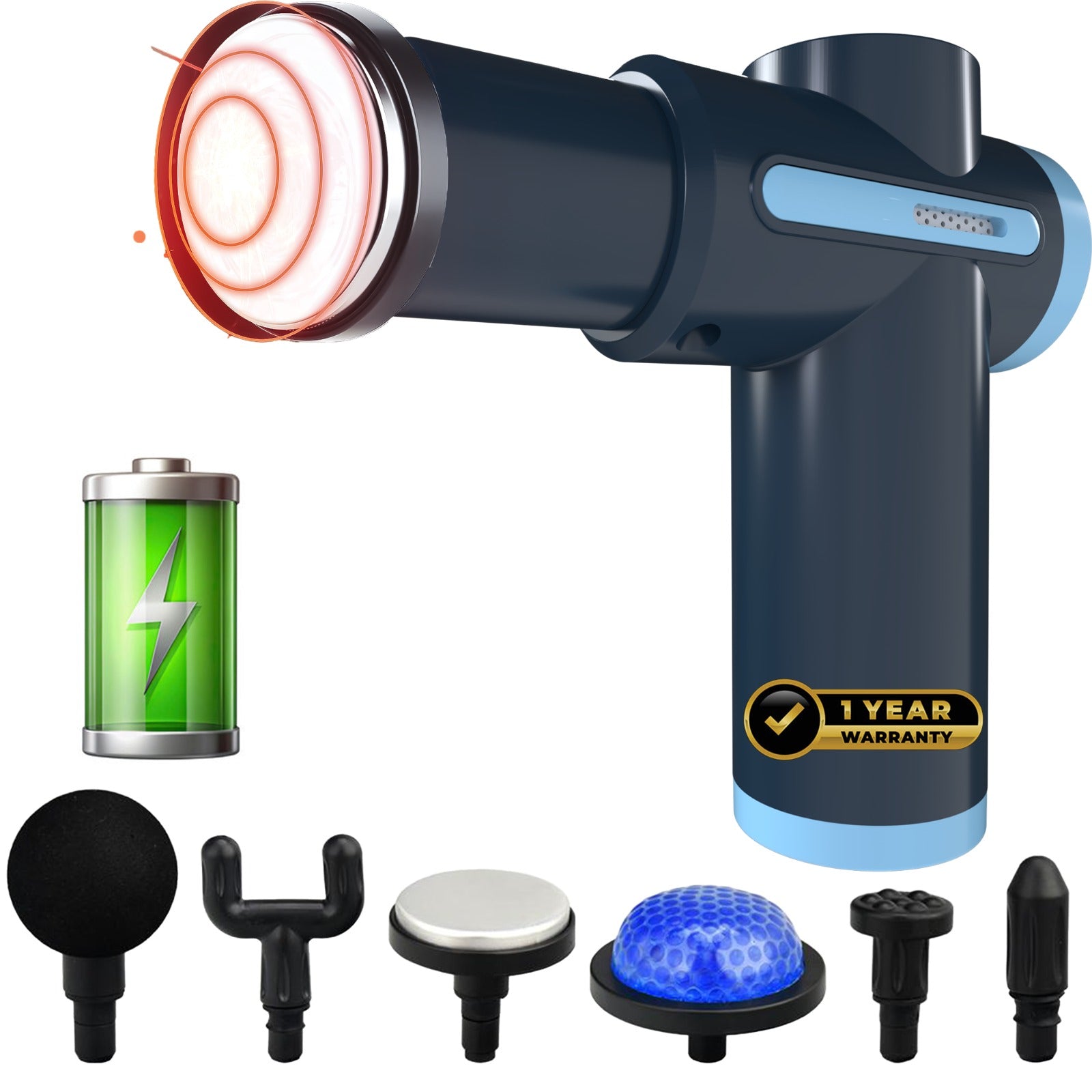 K-life TruRelief handheld Gun Massager Machine for Deep Tissue Muscle Massage Body Relaxation Pain Relief Muscle Relaxation of Neck, Shoulder, Back, Foot with Hot & Cold Therapy