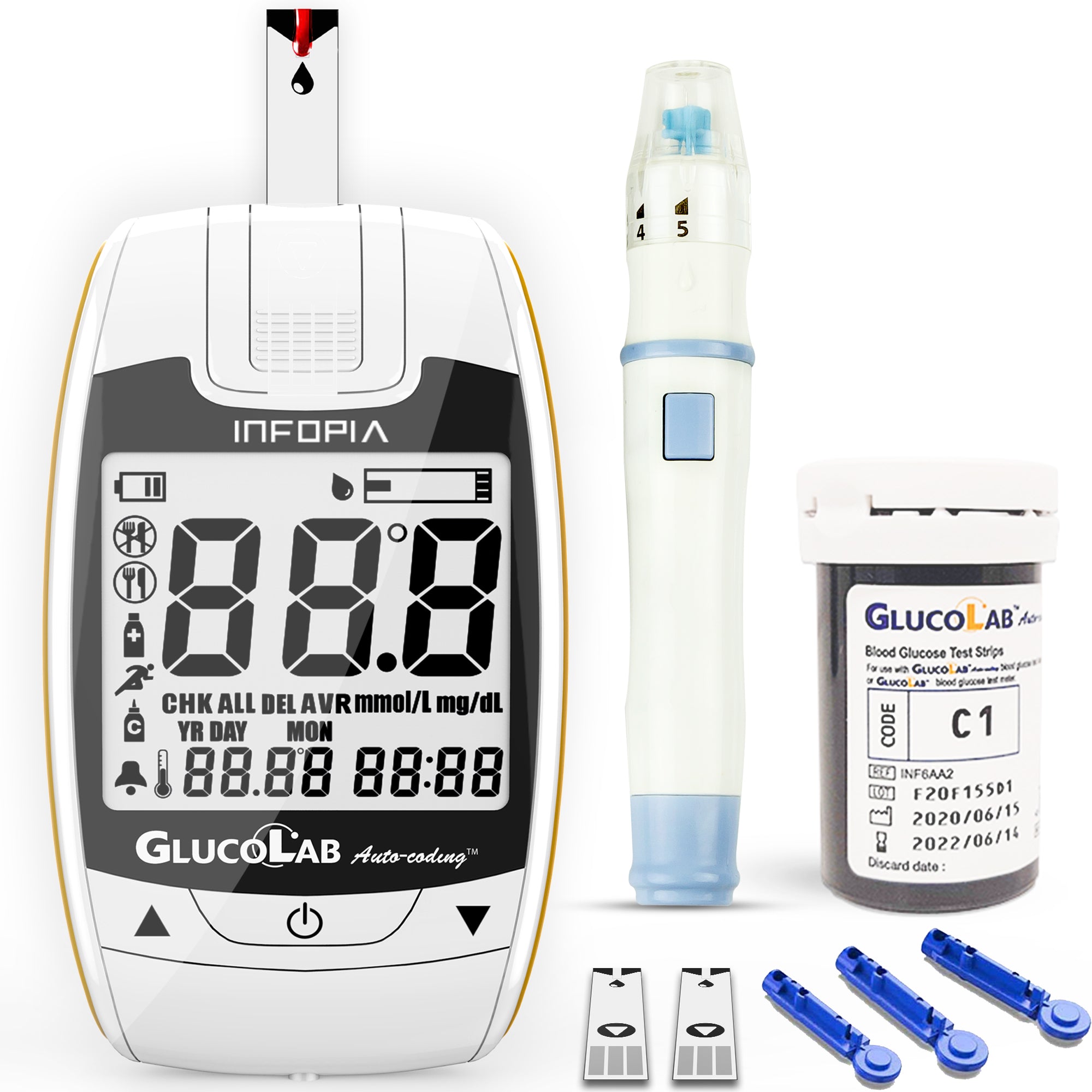 K-life Glucolab Fully Automatic Blood Glucose Check Sugar Testing Machine 50 Strips Glucometer  (White)