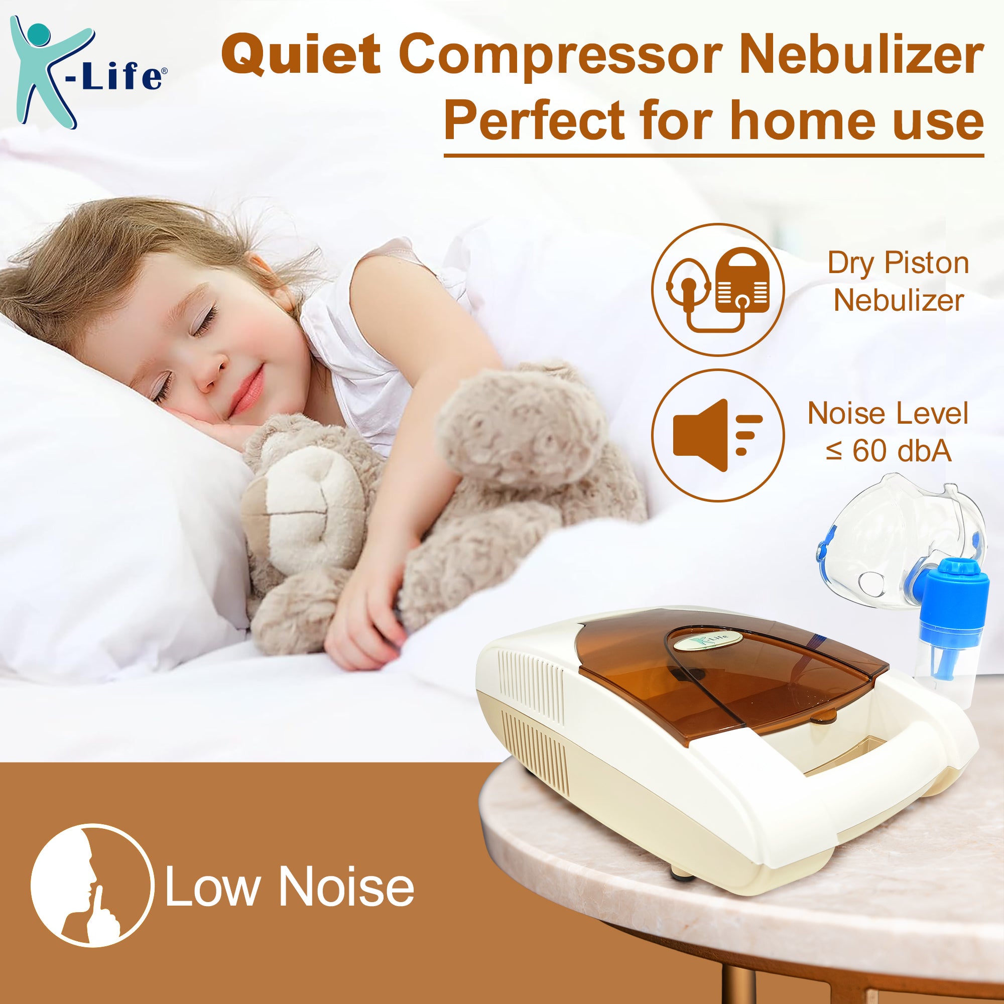 K-life 102B Steam Respiratory Machine Kit For Baby Adults kids Asthma Inhaler Patients Nebulizer (White)