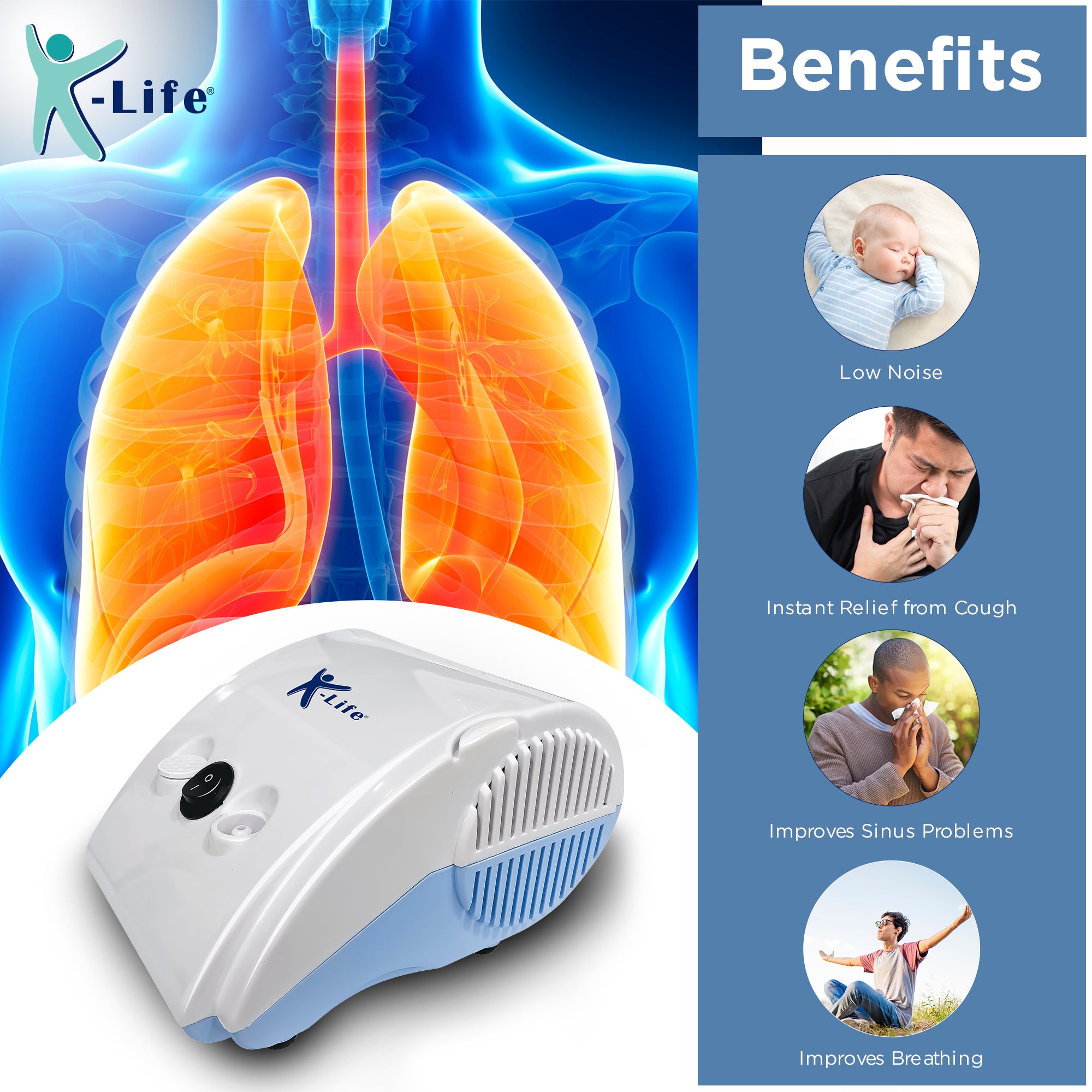 K-life 104-B Steam Respiratory Machine Kit For Baby Adults kids Asthma Inhaler Patients Nebulizer (White)