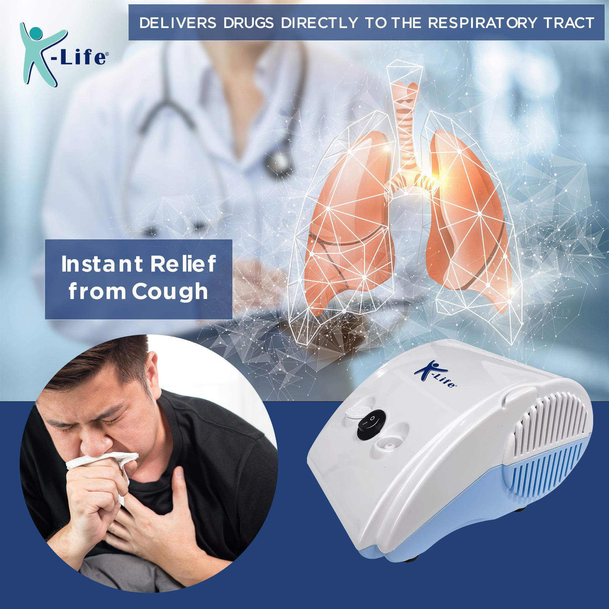 K-life 104-B Steam Respiratory Machine Kit For Baby Adults kids Asthma Inhaler Patients Nebulizer (White)