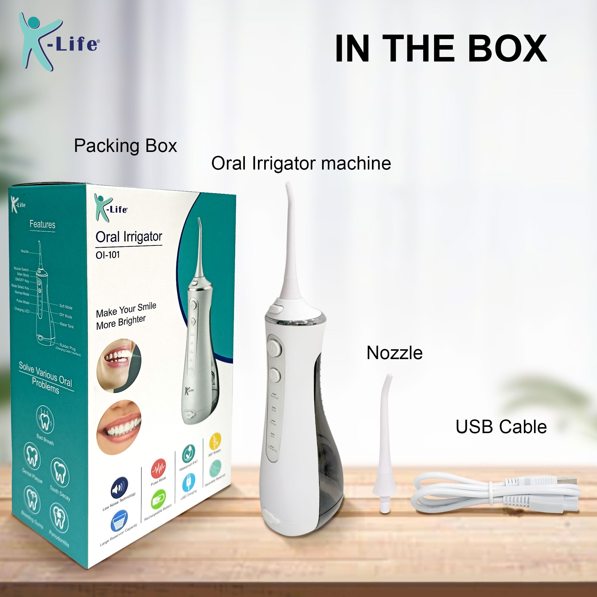 K-life OI-101 Portable Oral Irrigator Teeth Kit Cleaning Dental Care Tooth Pick Cleaner Water Flosser