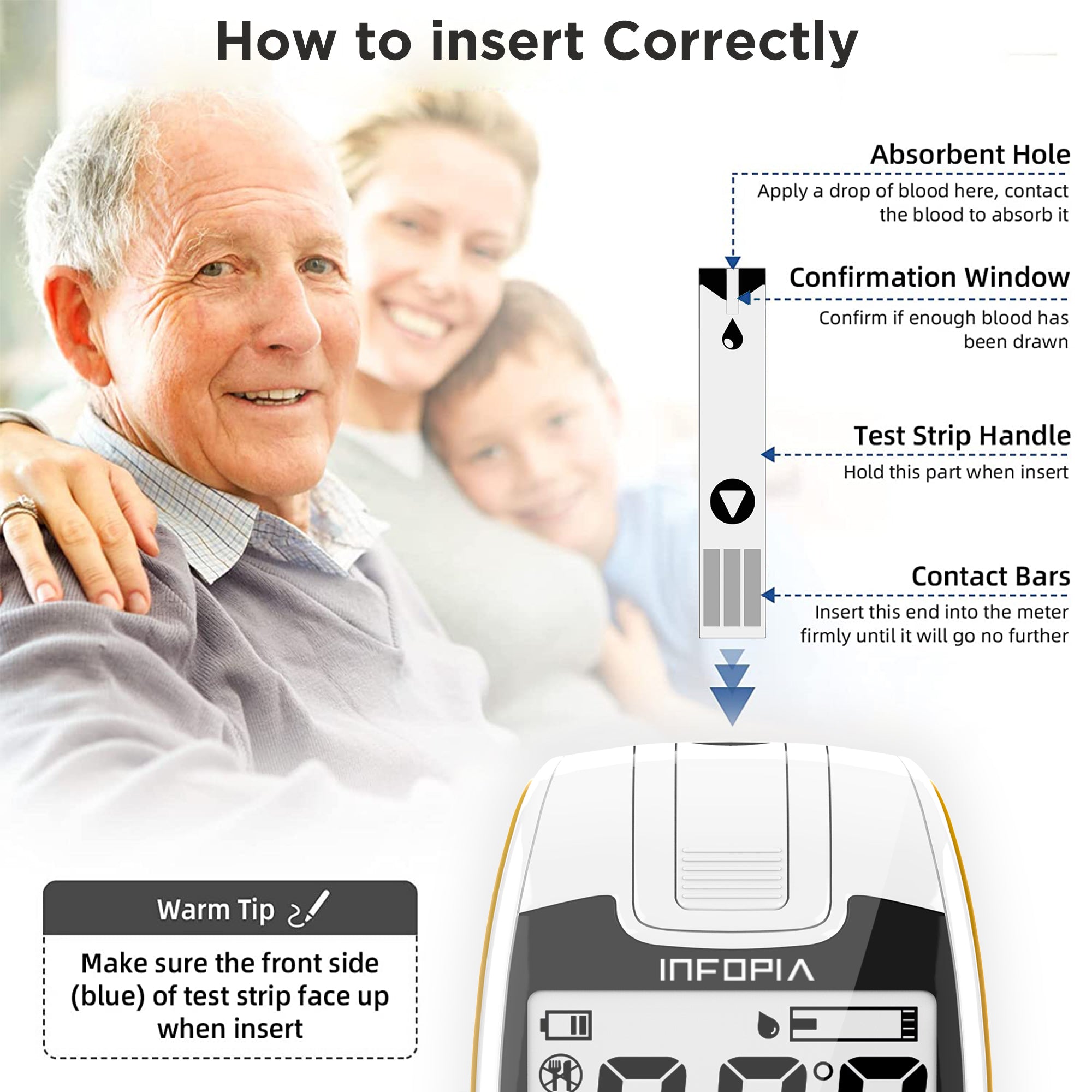 K-Life Glucolab blood Glucose Sugar Testing 50 Strips, Black