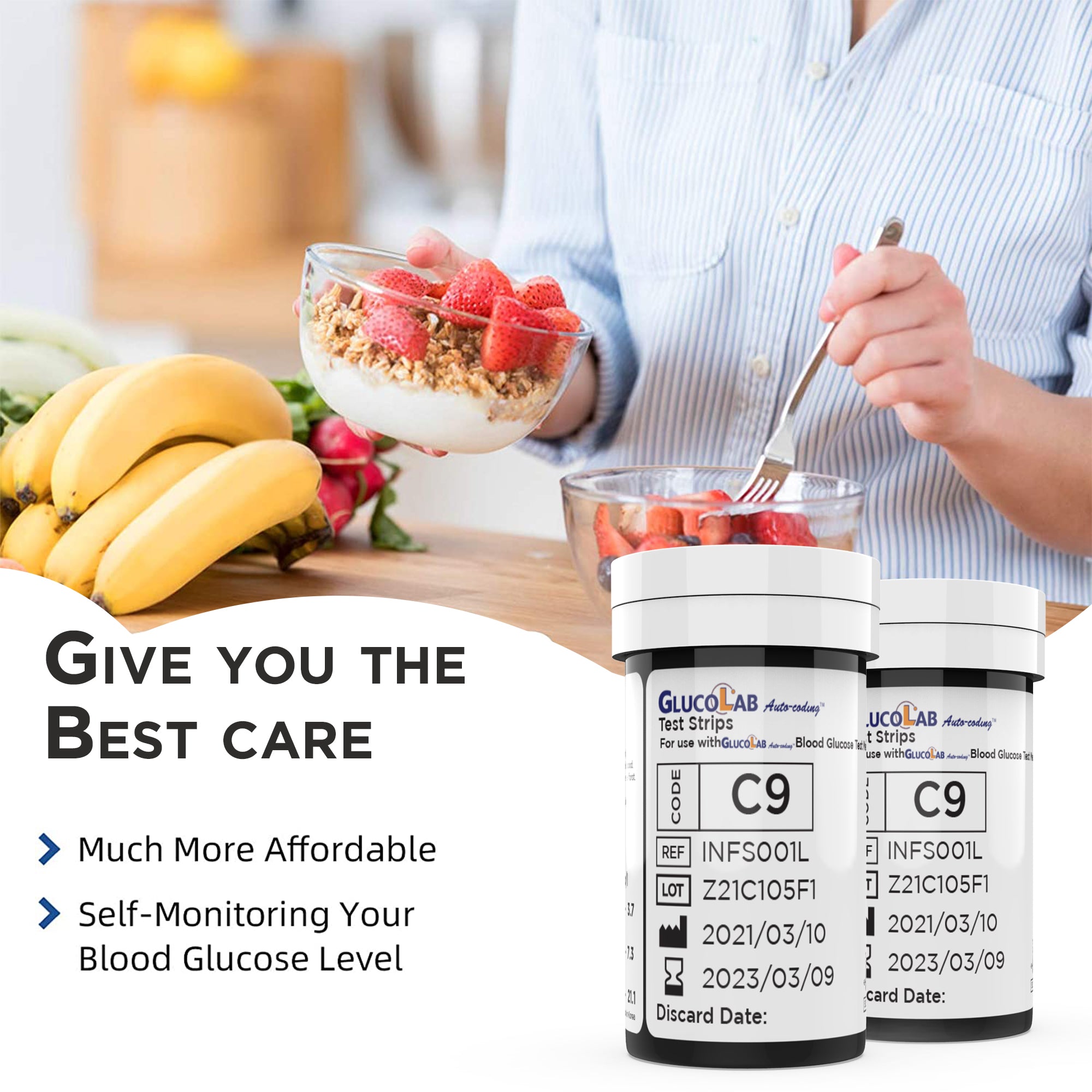 K-Life Glucolab blood Glucose Sugar Testing 50 Strips, Black