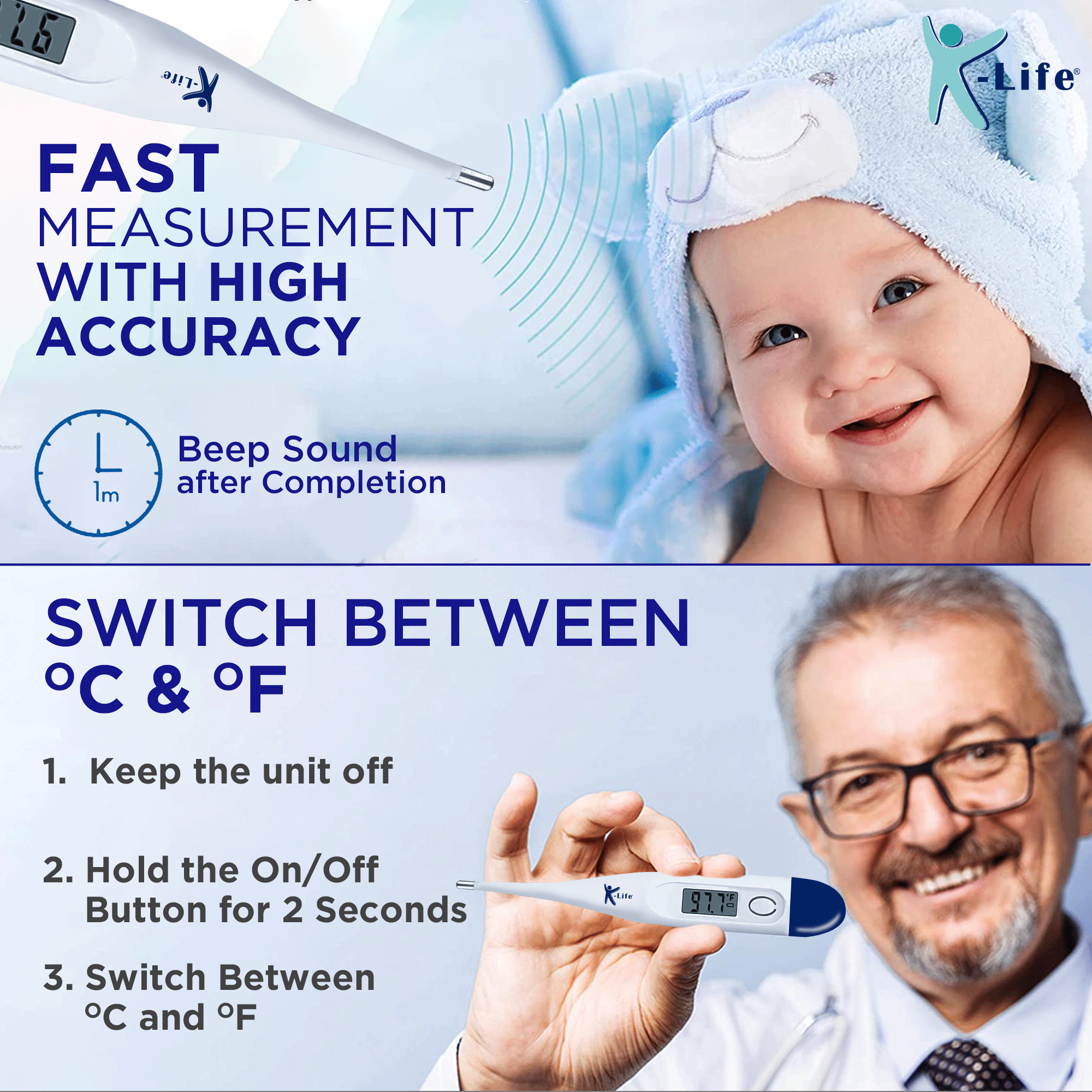 K-life DT-01 Digital Body Fever check Machine for Testing Kids Adults & Babies Temperature Thermometer
