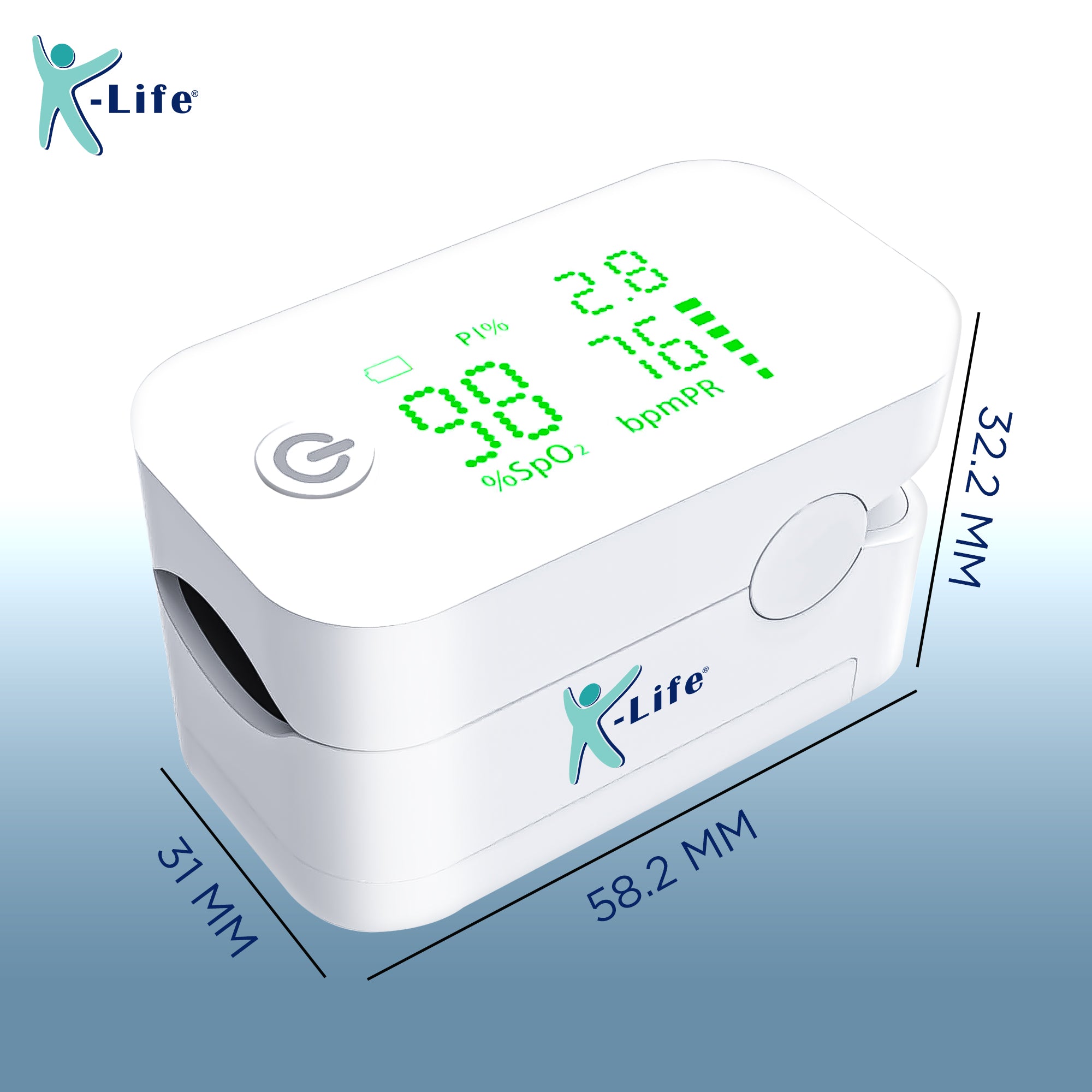 K-Life FTP-102 Finger Tip Pulse Oximeter with free storage pouch