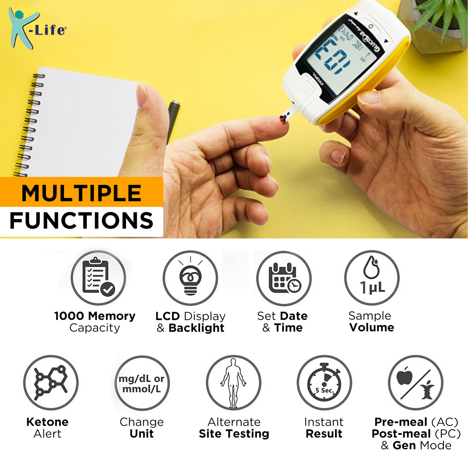 K-Life Gluco lab Fully Automatic Blood Glucose Sugar Testing Machine w