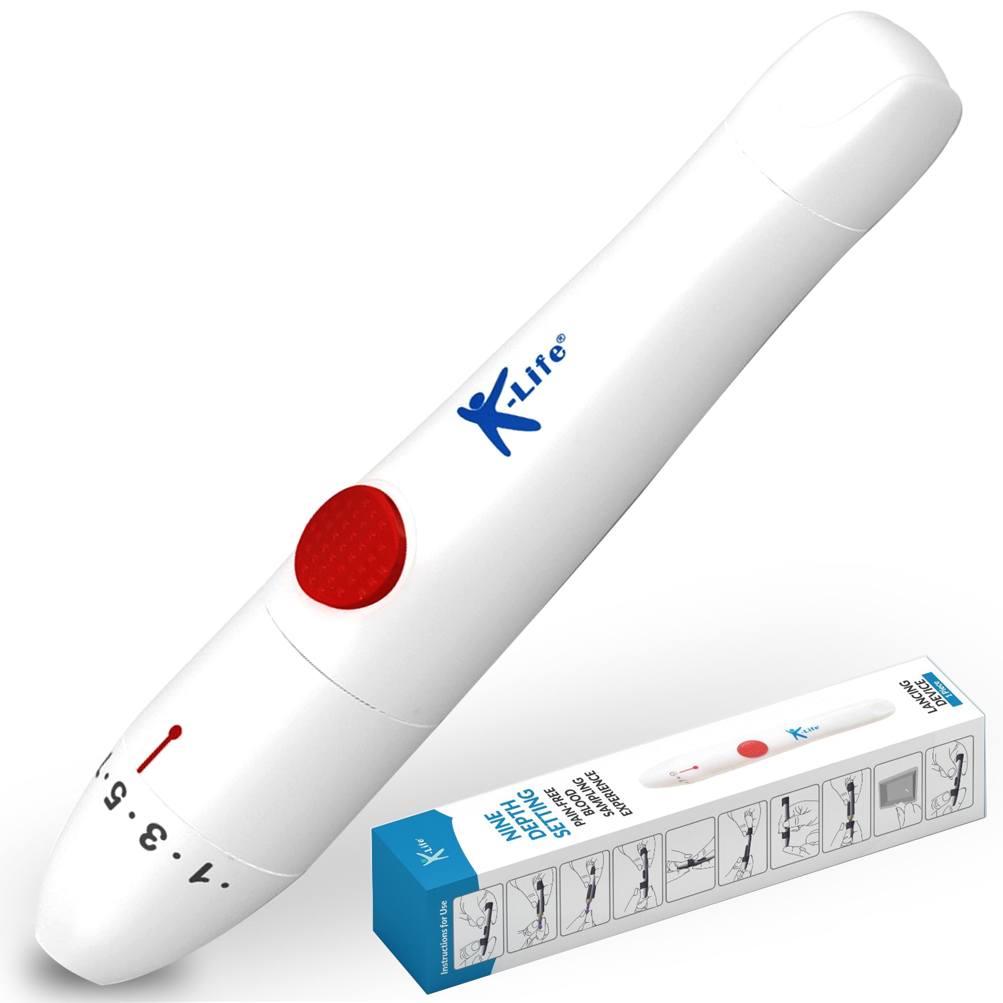 K-Life Pain-free Adjustable Lancing Device (White)