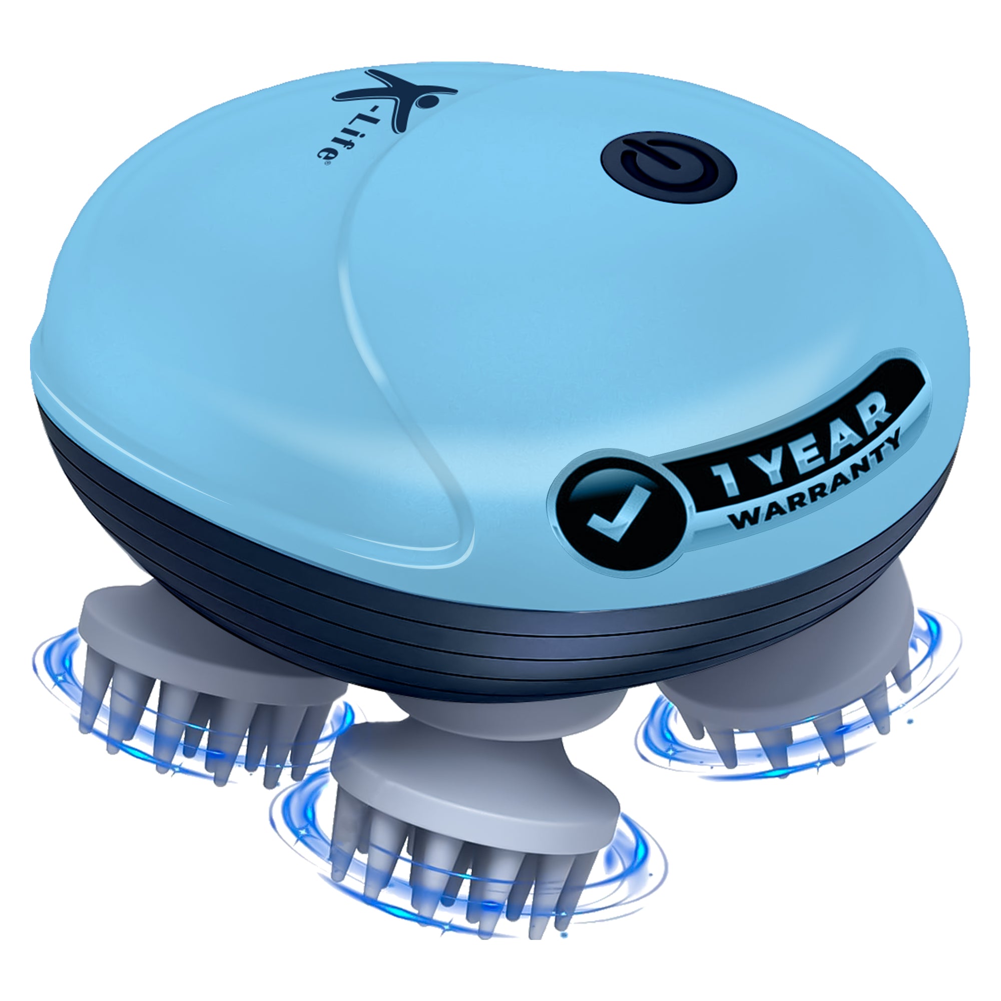 K-life HSM-101 RENEW Electric Rechargeable Type -C | Head Kneading Massager | 3 Speed Modes | 96 Silicon Kneading Points with Detachable Heads | Handheld Portable Head Scratcher for Hair Growth |Deep Clean & Stress Relaxation (Sky Blue)