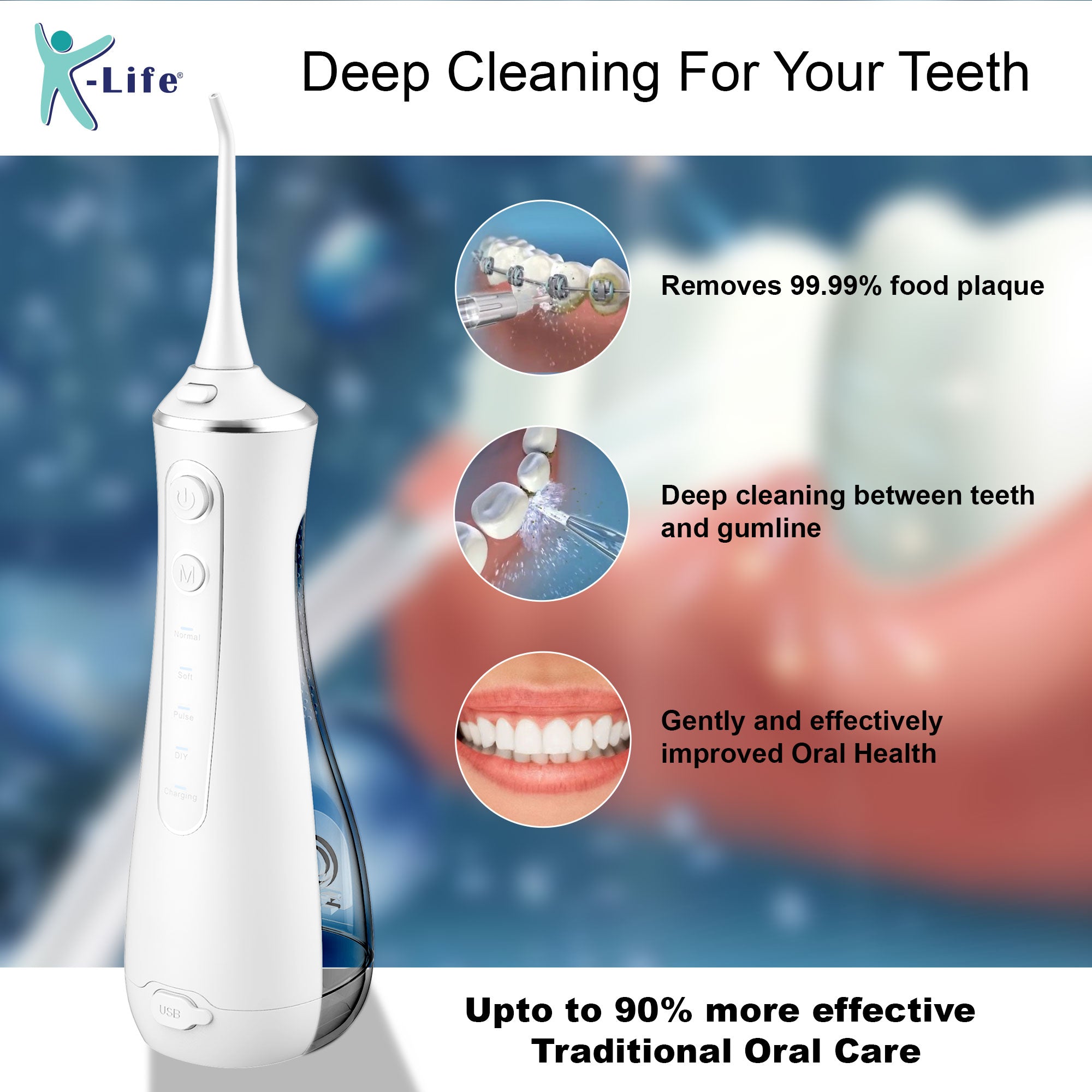 K-life OI-101 Portable Oral Irrigator Teeth Kit Cleaning Dental Care Tooth Pick Cleaner Water Flosser