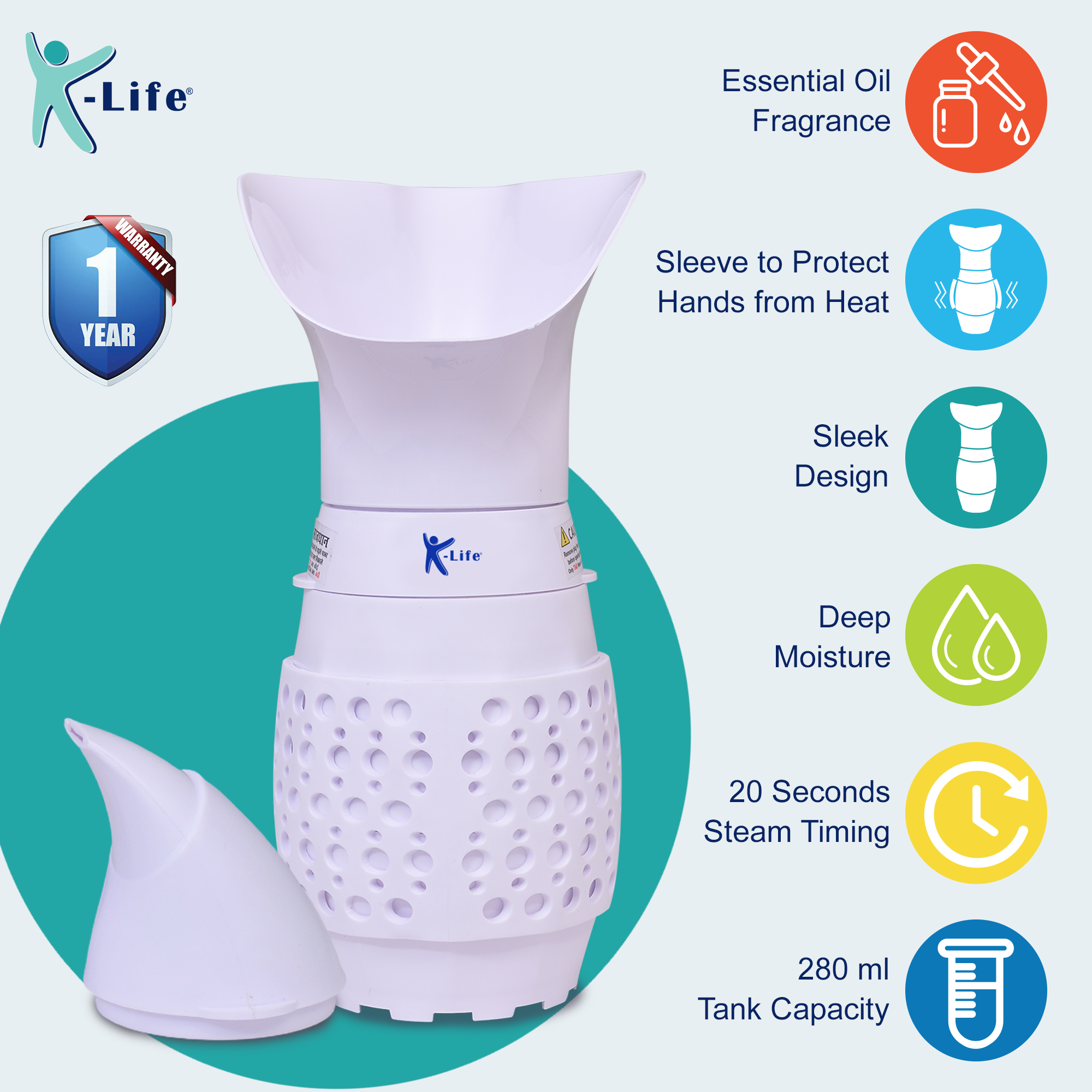 K-life Well Pro Steam Inhaler Spa Steamer for Cold Cough & Sinus Facial Vaporizer