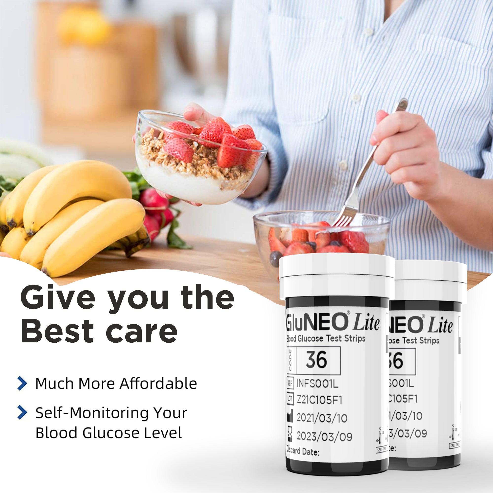 K-life GluneoLite Blood Glucose Sugar Testing 100 Strips