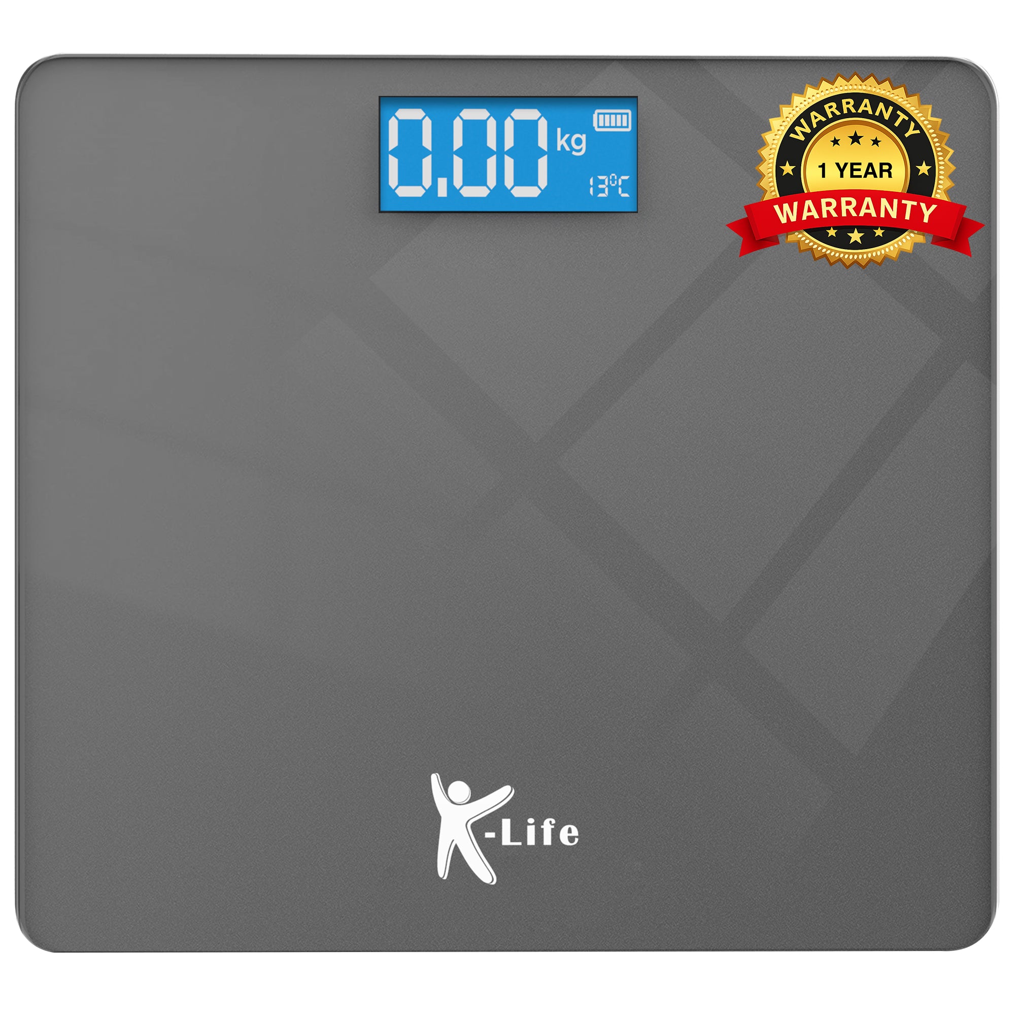 K-Life WS-101 Digital Personal Electronic Body Weight Machine for Human Body 180kg Capacity Weighing Scale, Grey